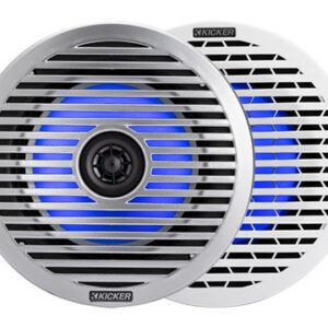 KM 165mm Low Profile Flush Mount Speakers with White and Silver Grills